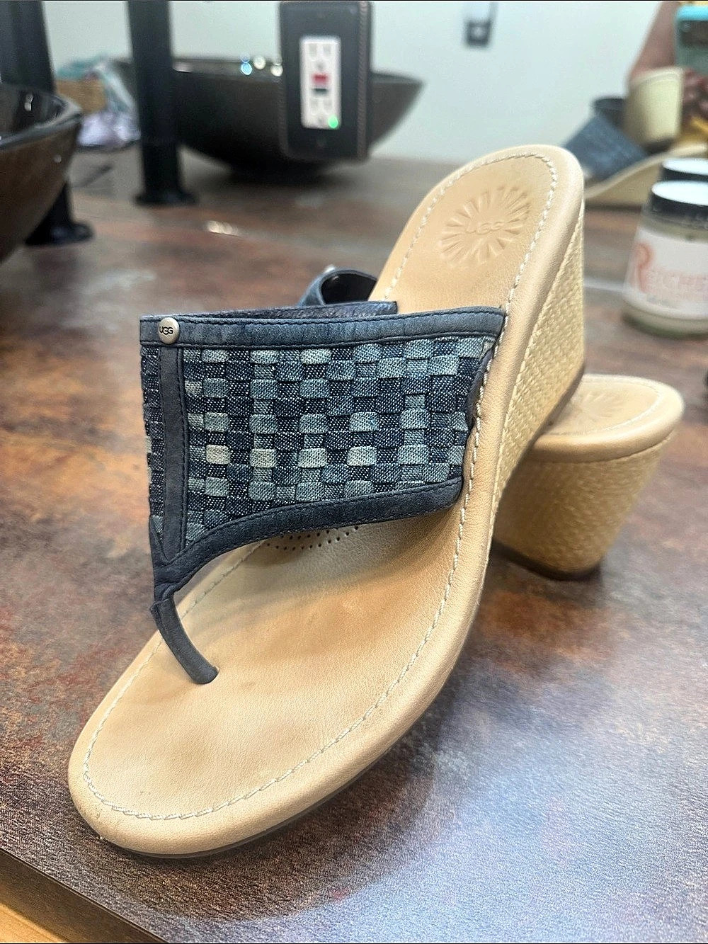 UGG Blue Wedge Sandals